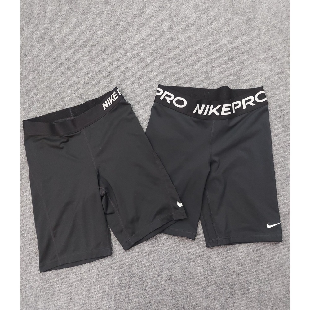 Lot 2 NIKE PRO COMPRESSION SHORTS Womens Medium Black Dri Fit Gym Workout